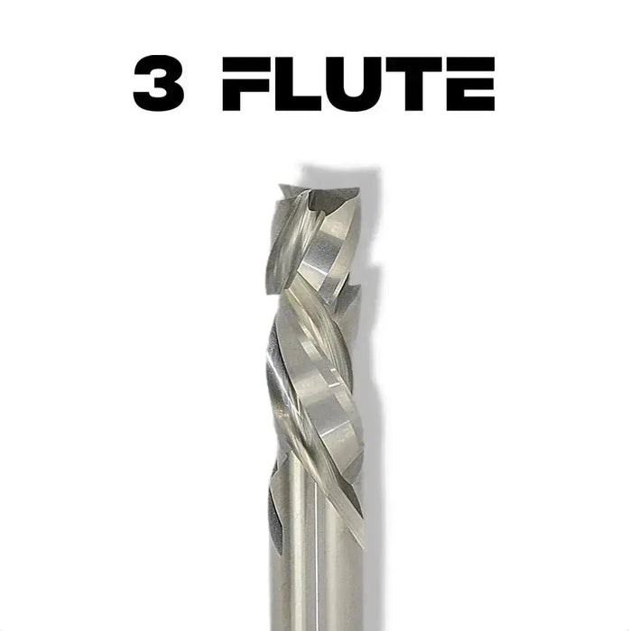 1/2” Compression x 1 5/8” CL x 1/2” Shank 3 1/2” Overall Solid Carbide 3/4” Upcut 3 Flute Router Bit - MTS