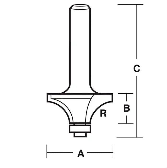 2 Flute Rounding Over Bit with Ball Bearing 3/4” x 1/2” x 1/2” x 1/8” Radius Rapid Tool