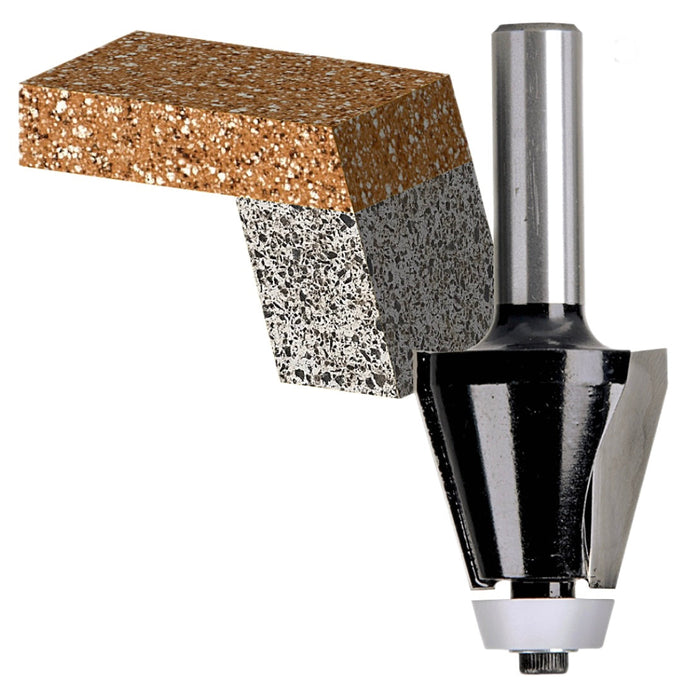 Solid Surface Bevel Bit 1 3/8” D x 1” CL x 1/2” Shk x 2 15/16” Oal x 10 Degree Angle Rapid Tool