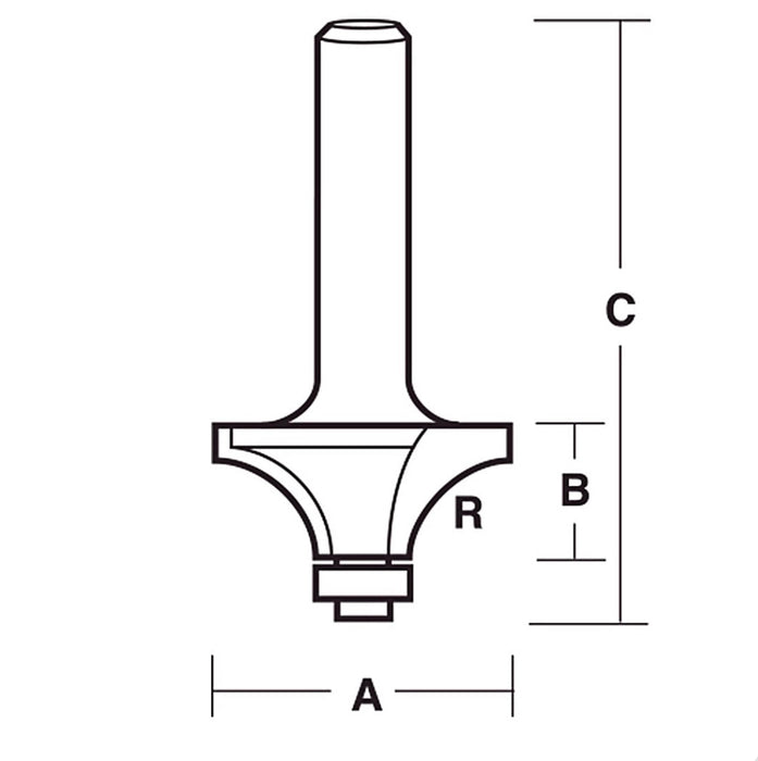 2 Flute Rounding Over Bit with Ball Bearing 3/4” x 1/2” x 1/2” x 1/8” Radius Rapid Tool