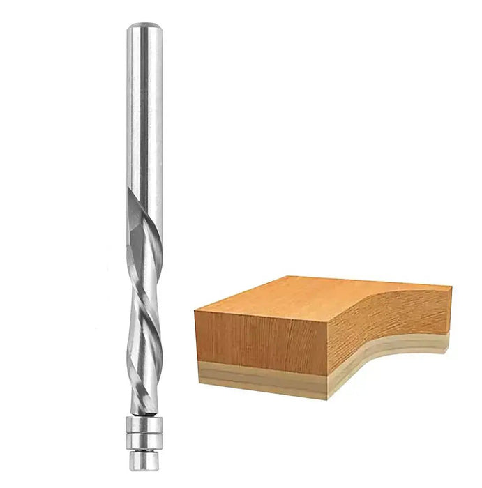 2 Flute Flush Trim Up Cut 1/4” x 1” CL x 1/4” Shank x 3” Overall Solid Carbide 2 Flute Bit - MTS