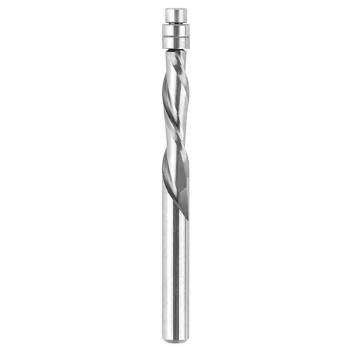 2 Flute Flush Trim Up Cut 1/4” x 1” CL x 1/4” Shank x 3” Overall Solid Carbide 2 Flute Bit - MTS