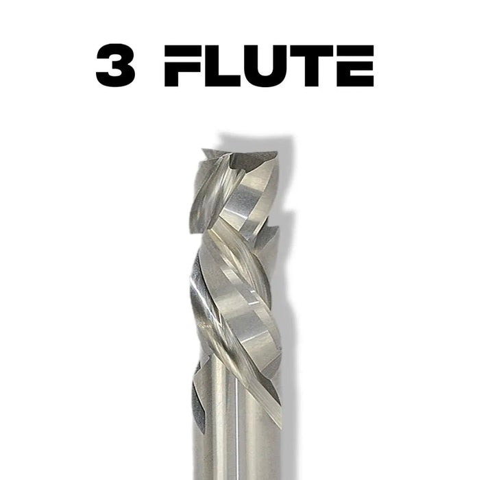 3/4” Compression x 2” CL x 3/4” Shank 4” Overall Solid Carbide 7/8” Upcut 3 Flute Router Bit - MTS