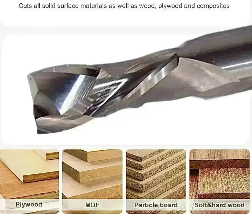 3/4” Compression x 3 1/2” CL x 3/4” Shank 6” Overall Solid Carbide 7/8” Upcut 2 Flute Router Bit - MTS
