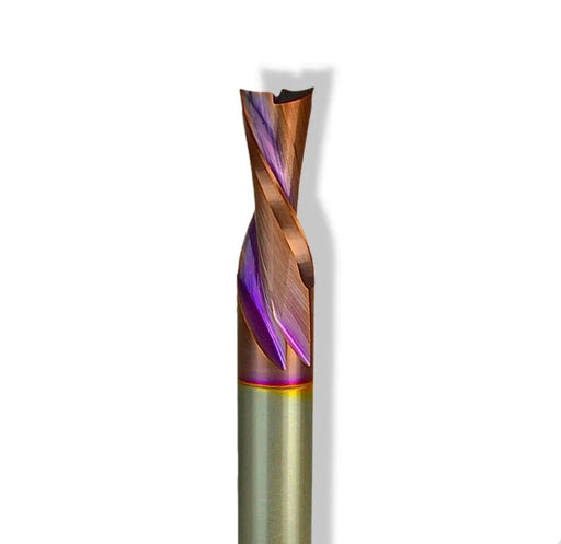 3/8” Down Cut x 1 1/4” CL x 3/8” Shank 3” Overall MaxLife® Coated 2 Flute Router Bit - MTS