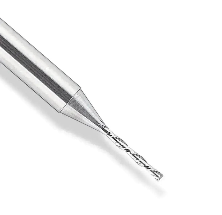 6mm Down Cut x 7/8” CL x 1/4” Shank 2 1/2” Overall Solid Carbide 2 Flute Router Bit - MTS