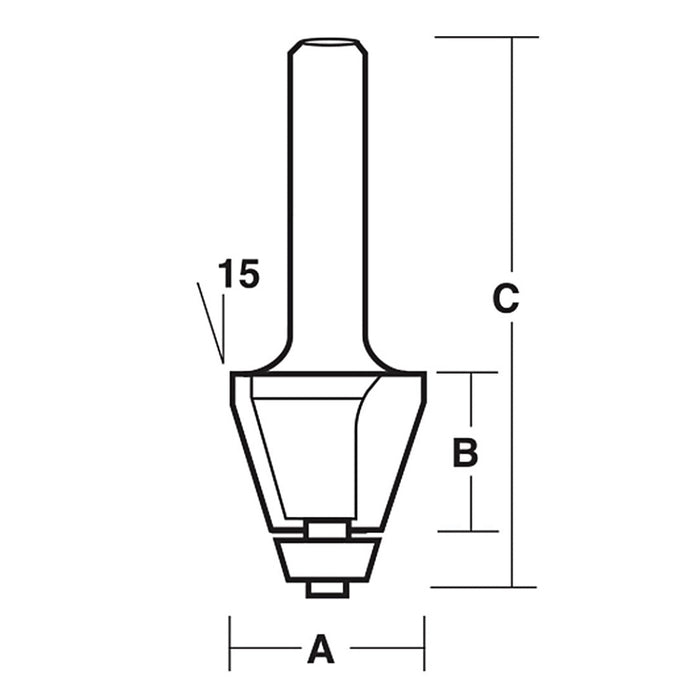 Solid Surface Bevel Bit 1 3/8” D x 1” CL x 1/2” Shk x 2 15/16” Oal x 10 Degree Angle Rapid Tool