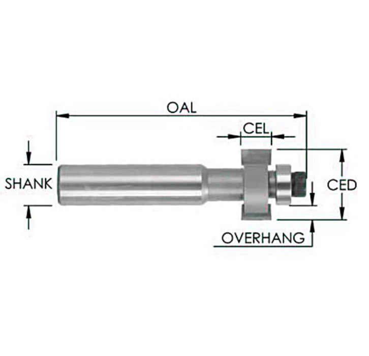 Face Inlay Bit 7/8” D x 1/8” CL x 1/2” x 1/16” Depth Rapid Tool