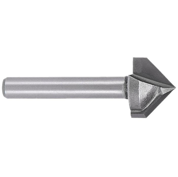 V-Groove 90 Deg 1/2” D x 1/2” CL x 1/2” Shk x 2 1/4” Oal 13/32” Cut Height 2 Flute Rapid Tool