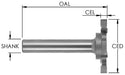 Countertop Surface Planer 6 Wing 2 1/6” D x 1/4” CL x 1/2” Shk x 3 1/4” Oal 6 Wings Rapid Tool