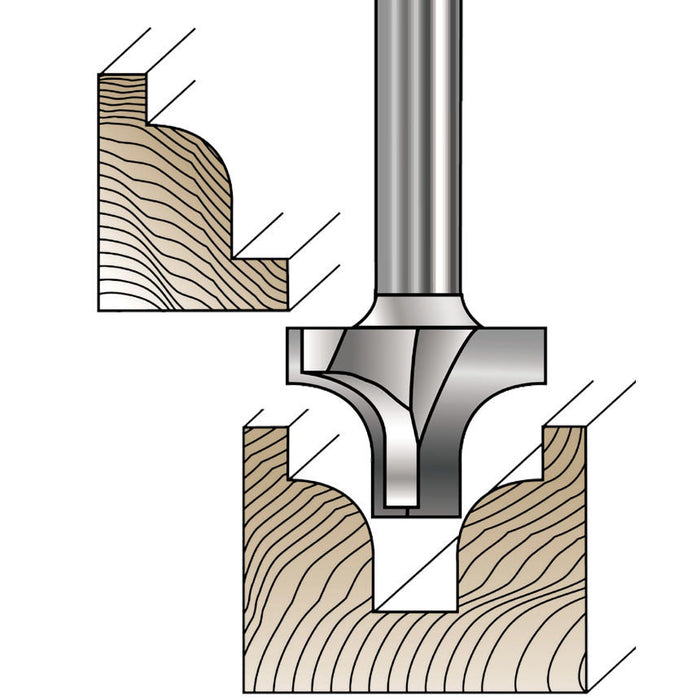 Plunge Roundover Bit 3/8” SMCL 1/8” x 3/8” CL x 3/8” Shk x 1/8”Radius Rapid Tool