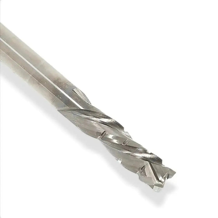 CNC Solid Carbide Mortise Compression Bit with Chipbreakers 3/8 D x 1 1/2 CL x 3/8 SHK x 3 1/2 Inch Long 2 Flute 3/16 UC Router Bit For Plywood - MTS